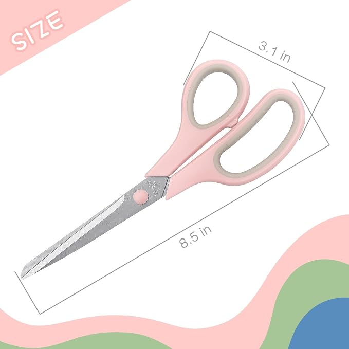 LONGKEY 8.5 Inch Scissors, All-Purpose, Soft Comfort-Grip, Ambidextrous - Image 2