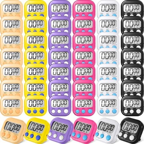 Macarrie 48 Pcs Digital Kitchen Timer Bulk Small Magnetic Backing