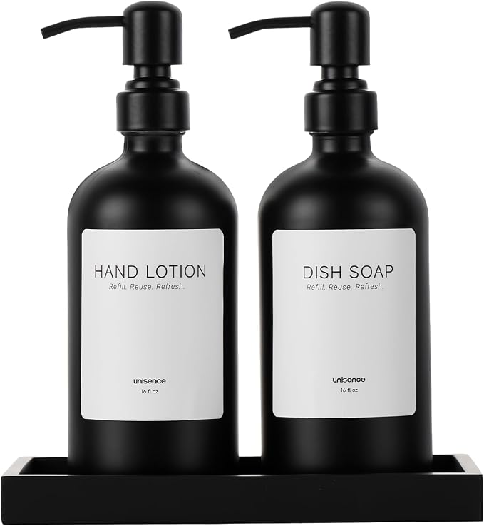 2 Packs Glass Soap Dispenser Set by unisence
