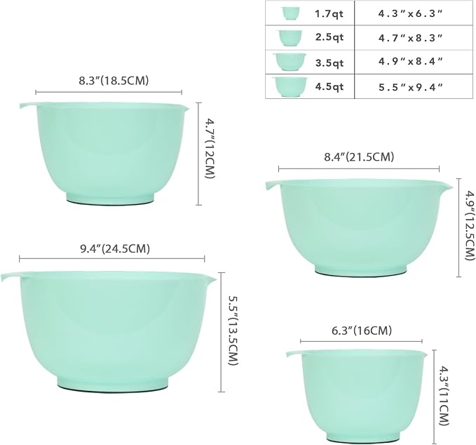 BoxedHome Nesting Plastic Mixing Bowl Set, 4 Piece Mixing Bowl Set - Image 4