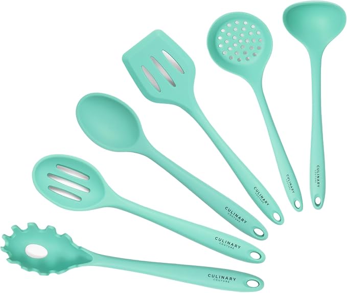 Culinary Couture Aqua Sky Silicone Cooking Utensils Set by CulinaryCouture