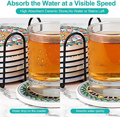 Coasters for Drinks,AODINI Set of 8 Absorbent Stone Coasters for