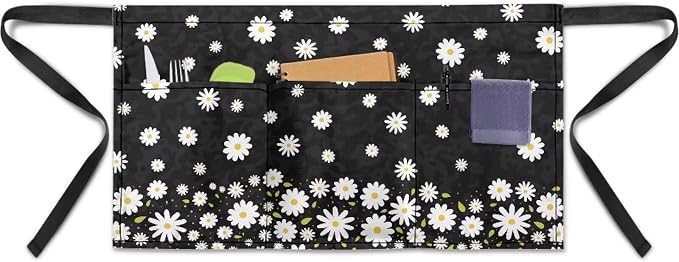 Server Apron with 3 Pockets, Waterproof Oil Waitress Waiter Half Apron by Noprintge