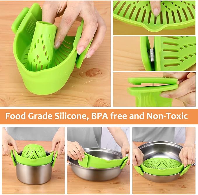 YEVIOR Clip on Strainer for Pots Pan Pasta Strainer, Silicone Food Strainer - Image 6