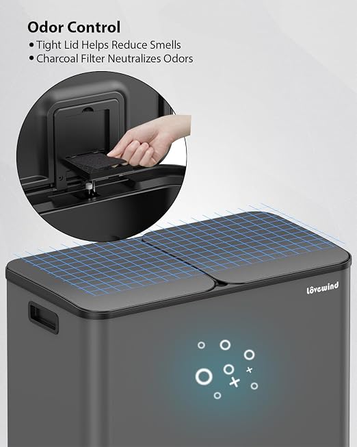 Lovewind Trash Can, 2 x 10.5 Gallon Garbage Can - Image 8