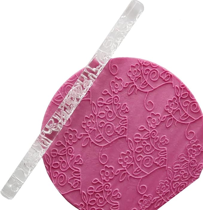 Acrylic Rolling Pin with 28 Patterns, Lightweight 6.3x0.4 Inch Textured Design - Image 5