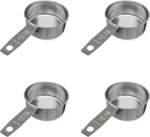 1/2 Cup Stainless Steel Measuring Cup | Sturdy Metal 125 ml | 125 cc | 4 oz | by Knupp+Co.