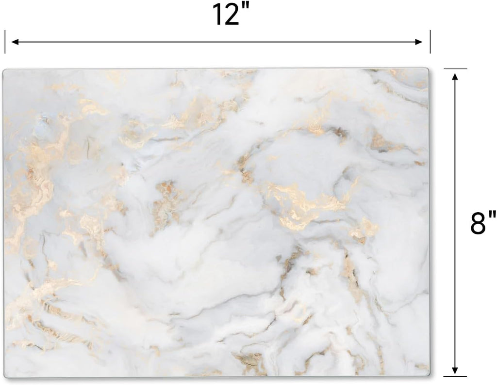 JAMBALAY Tempered Glass Cutting Board for Kitchen, 12"x8" Marble