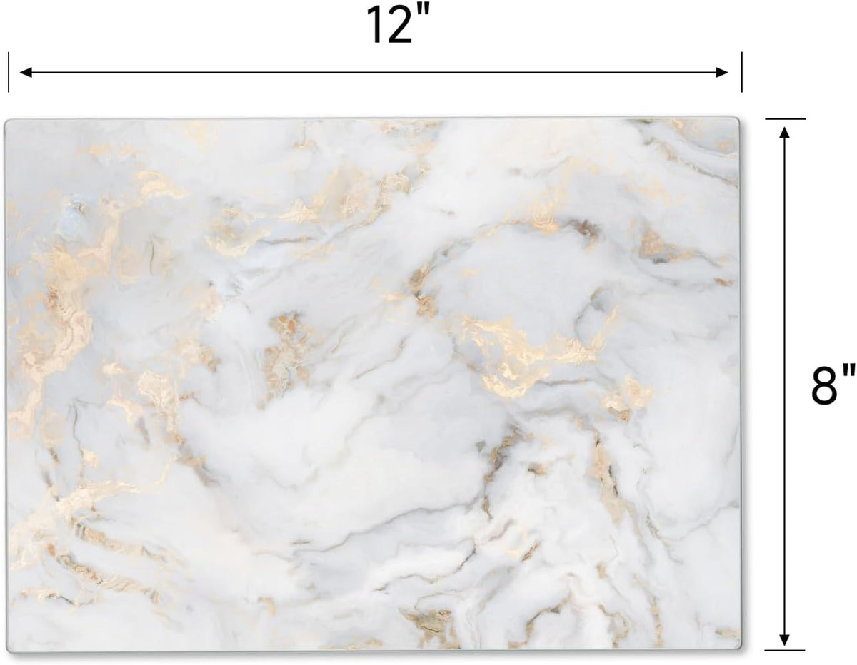 JAMBALAY Tempered Glass Cutting Board for Kitchen, 12"x8" Marble