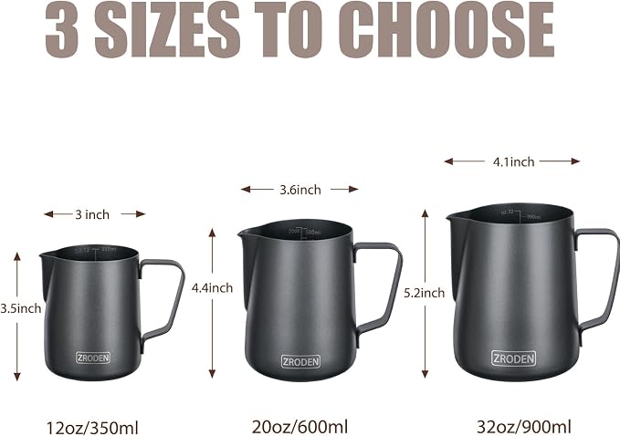 Milk Frothing Pitcher, 20oz Espresso Steaming Pitchers Stainless Steel - Image 4