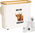 Toilet Paper Basket with Lid & Bamboo Handle, Highland Cow are You Pooping by Yiyiring