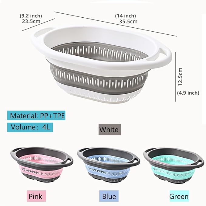 2-Pack Collapsible Silicone Colander Strainer, Foldable Kitchen Sink Basket - Image 6