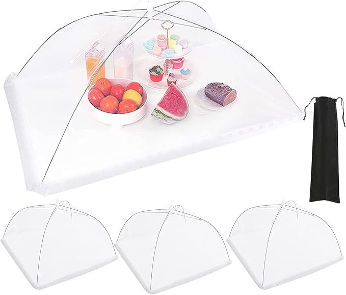 JULBEAR 4 Pcs Extra Large Mesh Food Cover Tent Umbrella Food Screen Covers by JULBEAR