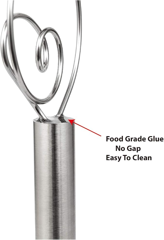Jillmo Danish Dough Whisk, 12 inch Stainless Steel Bread Whisk, 2 Pack - Image 3