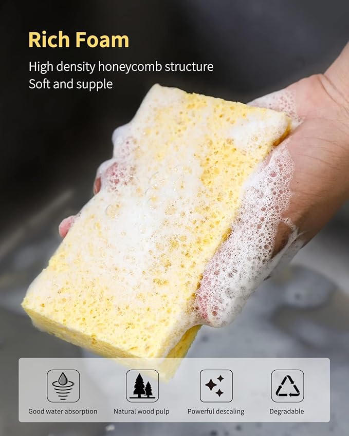 Cellulose Sponges, Heavy Duty Scrub Kitchen Sponge, Clean Tough Messes Without - Image 8