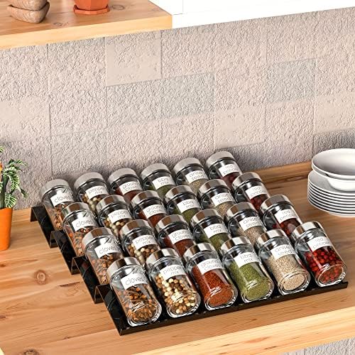 Sezanrpt Adjustable Acrylic Spice Drawer Organizer Rack, Spice Drawer
