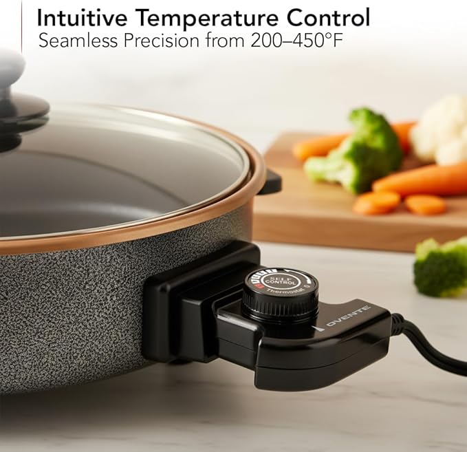OVENTE 11.5-Inch Electric Skillet & Frying Pan, 1400W Nonstick Cooking Pan - Image 4