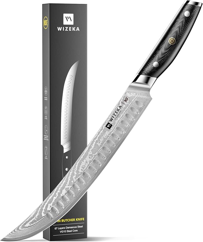 WIZEKA Carving Knife-10 Real Damascus Breaking Knife, Razor Sharp Butcher knife by WIZEKA