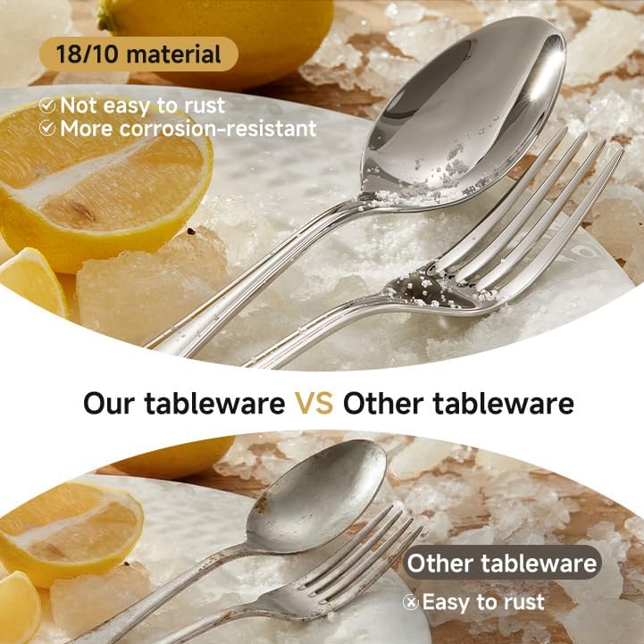 18/10 Stainless Steel Silverware Set for 4, 20 Piece Teardrop Flatware