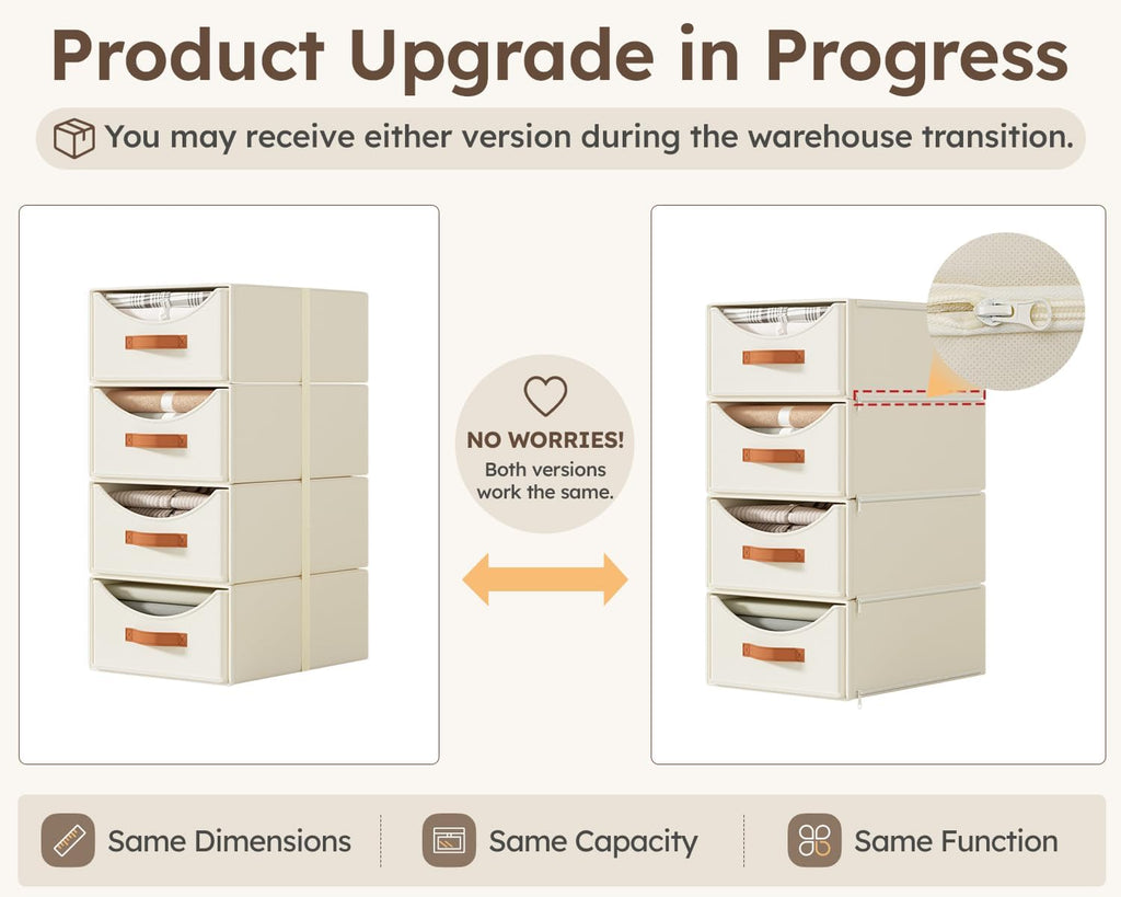Stackable Storage Drawers - Large Collapsible Storage Bins with