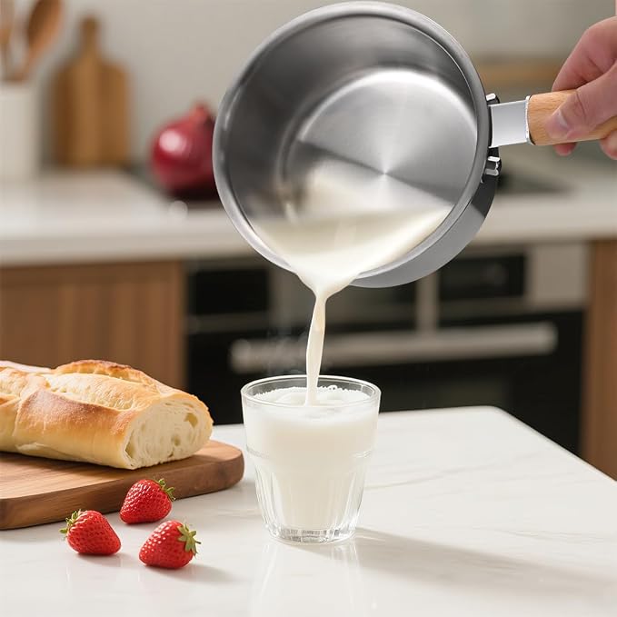 Saucepan with Lid, 1.5QT Uncoated Stainless Steel Sauce Pan with Staly-Cool - Image 2