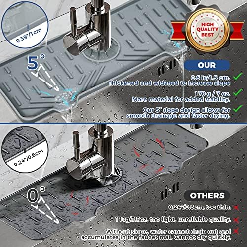BFONS Silicone Faucet Drip Catcher Tray, Grey