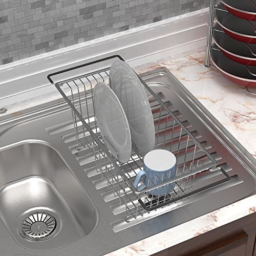 Simple Houseware Stainless Over Sink Counter Top Dish Drainer Drying