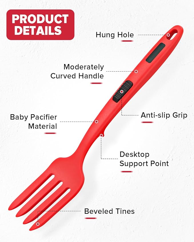 Silicone Flexible Cooking Fork, 11.6 Inch Heat Resistant, Large Non Stick - Image 3