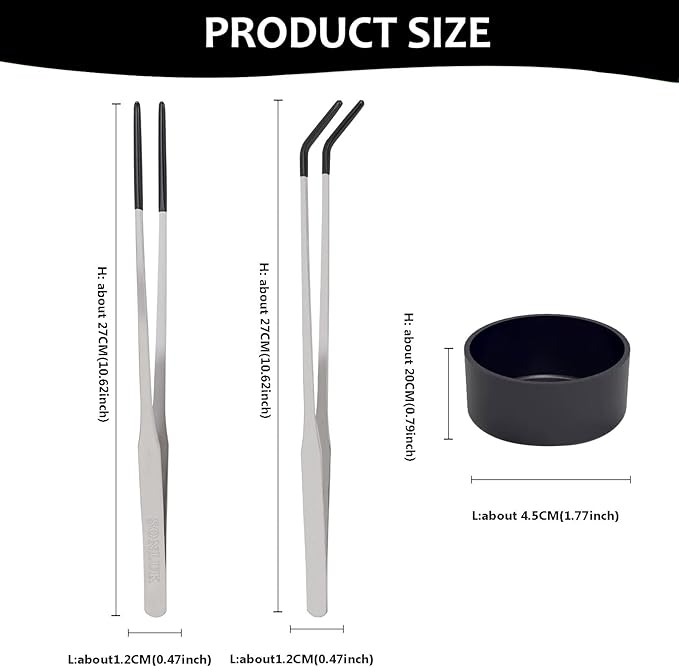 3 PACK Stainless Steel Reptile Feeding Tongs, 10.62" Straight &Curved Long - Image 5