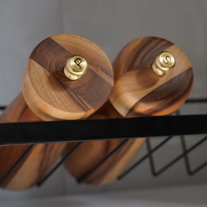 Salt and Pepper Mill Set with Tray, Adjustable Ceramic Grinder Salt Mill - Image 8