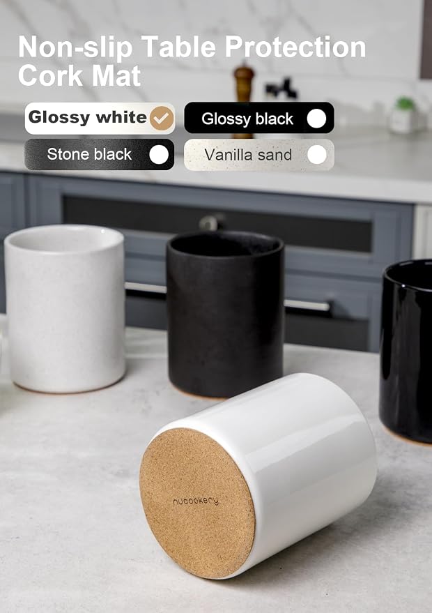 Nucookery Utensil Holder, 6.4" Ceramic Kitchen Utensil Holder - Image 2