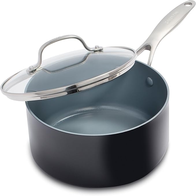 GreenPan Valencia Pro Hard Anodized Healthy Ceramic Nonstick 2QT Saucepan Pot by GreenPan