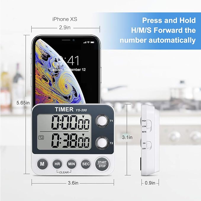 HomeMall Digital Kitchen Cooking Timer, Dual Count Up & Down - Image 4