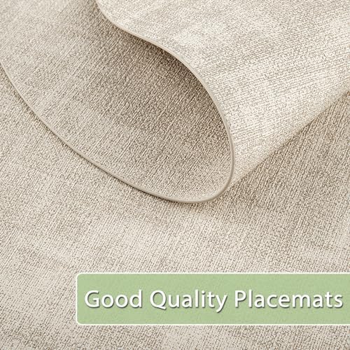 Faux Leather Oval Placemats Set of 6, Beige