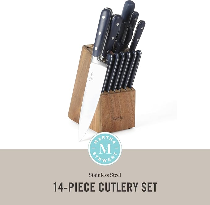 MARTHA STEWART Eastwalk 14 Piece High Carbon Staineless Steel Cutlery Set w/ABS - Image 2