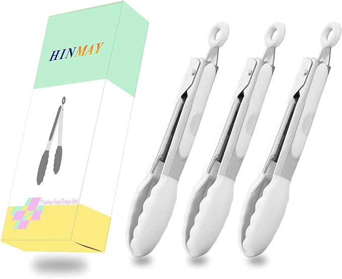 HINMAY Mini Tongs with Silicone Tips 7-Inch Serving Tongs - Image 7