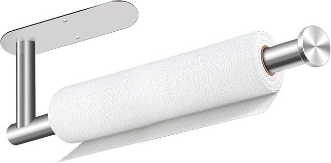 Paper Towel Holder, Self Adhesive or Drilling Paper Towel Holder Under Cabinet by ProvideThePerfectChoice