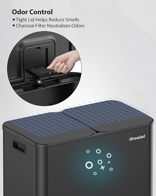 Lovewind Trash Can, 2 x 10.5 Gallon Garbage Can - Image 7