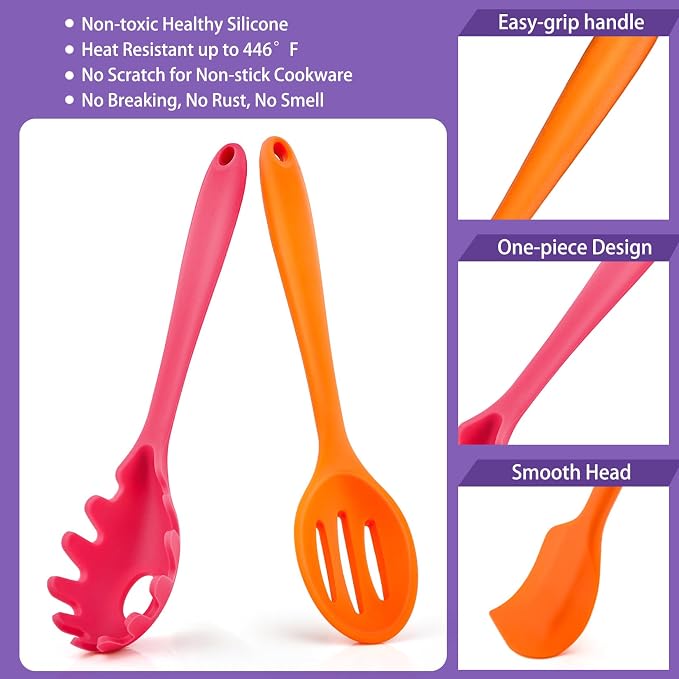 P&P CHEF Silicone Cooking Utensils Set of 7, Heat-proof Kitchen Utensils Set - Image 3