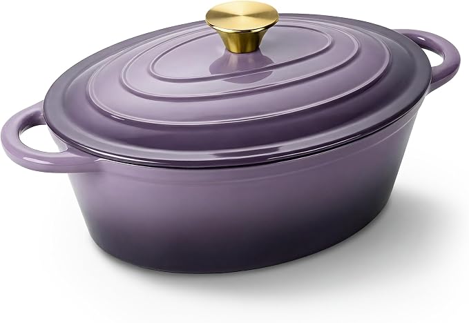 Oval Dutch Oven for Bread Baking, 4.5 Quart Non Stick Enameled Cast Iron Dutch by Kerilyn