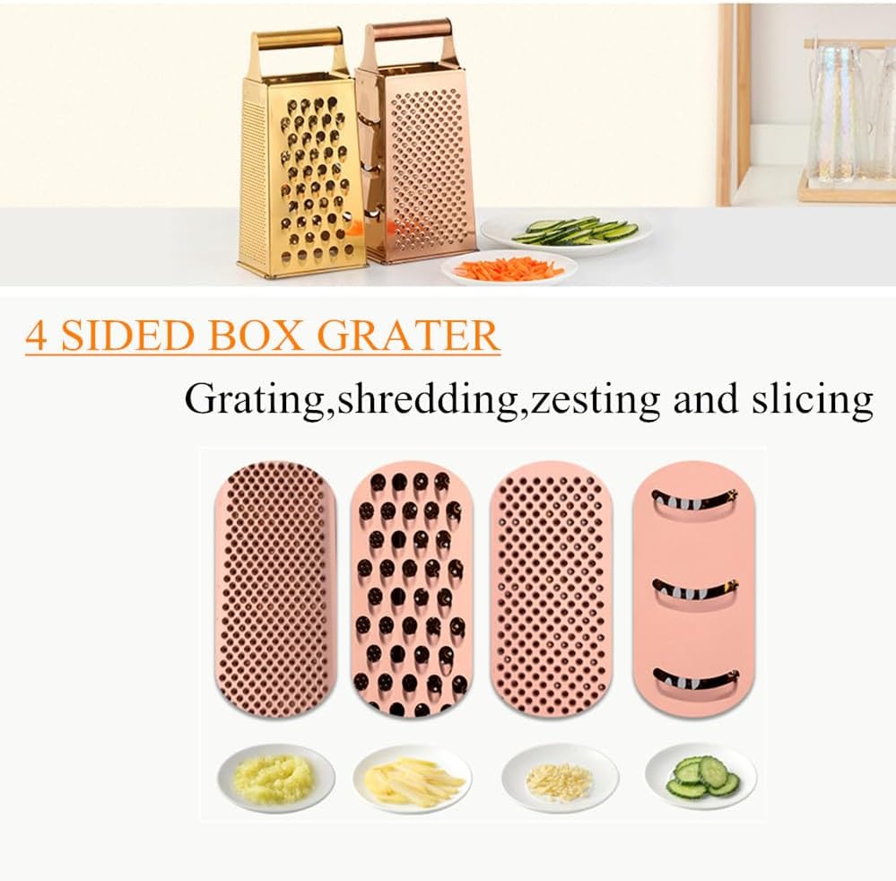 4-Sided Stainless Steel Box Grater with Handle