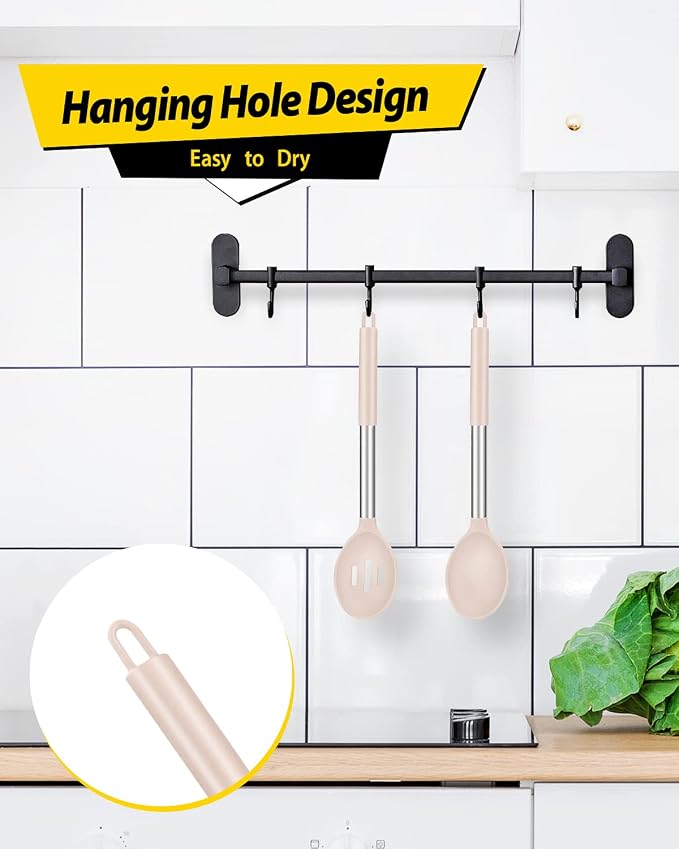 Pack of 2 Large Silicone Cooking Spoons, Non Stick Solid Basting Spoon - Image 6
