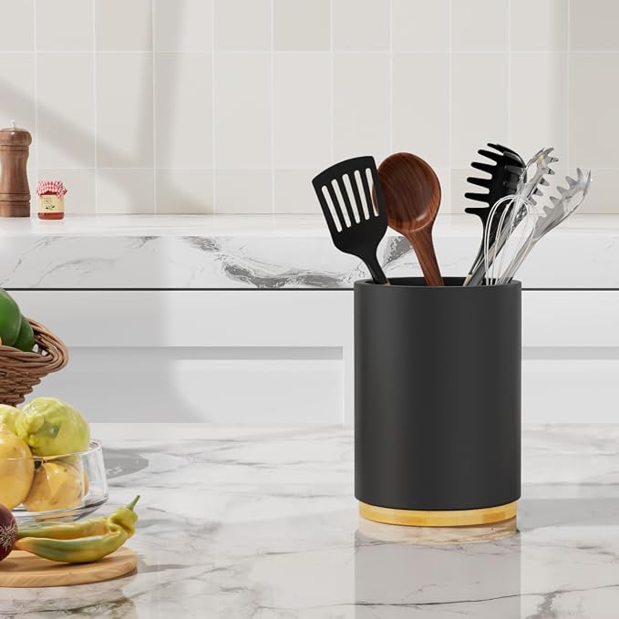 Black Utensil Holder Wood Kitchen Utensil Holder - Image 7