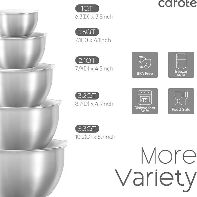 CAROTE Stainless Steel Mixing Bowls - Image 2