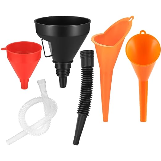 4 Pcs Automotive Funnels Set, Wide Mouth Fuel Funnel, Plastic Long Neck Oil by HexinYigjly