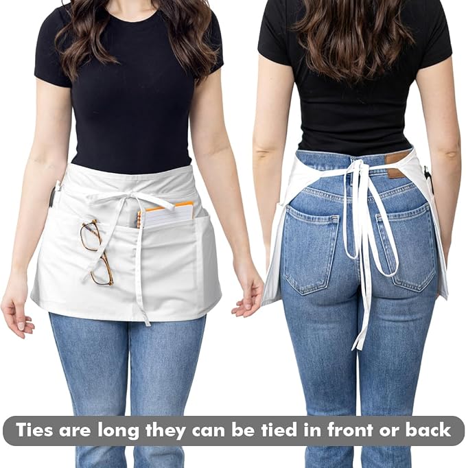 Dreamology Waitress Apron with Pockets, Short Aprons with Pockets, Waist Aprons - Image 2
