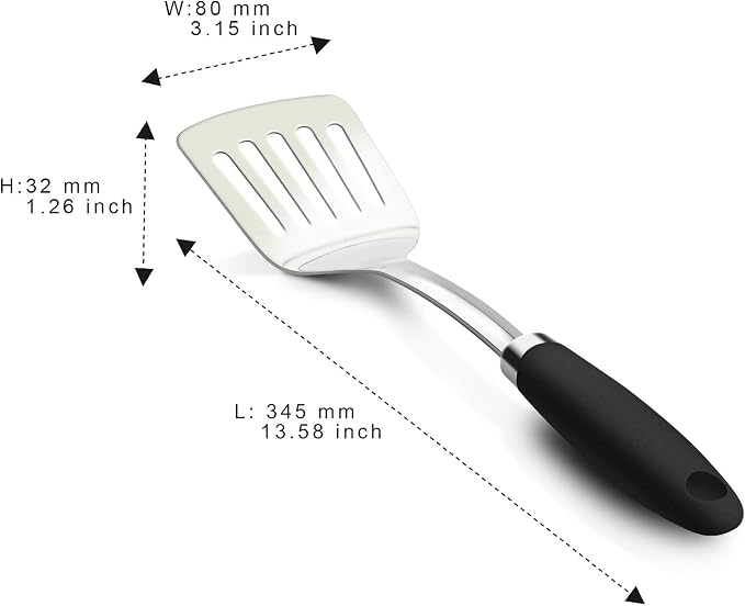 Brushed Slotted Stainless Steel Turner, Non-Slip Spatula - Image 6