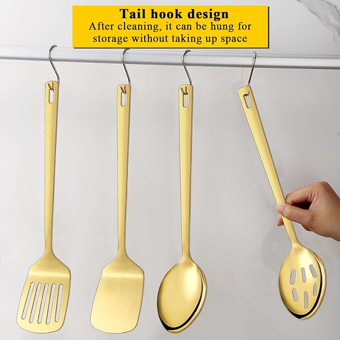 Homquen Gold Kitchen Utensils Set 4pcs, Titanium Gold Plating Stainless Steel - Image 8