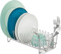 mDesign Kitchen Sink Dish Drainer – Small Metal and Plastic Dish Rack by mDesign