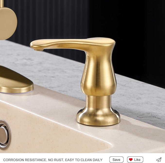 GAGALIFE Kitchen Sink Soap Dispenser Brushed Gold, Under Sink Soap Dispenser - Image 6